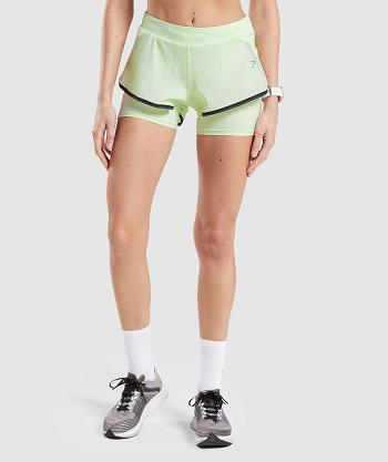 Pantalones Cortos Gymshark Speed 2 In 1 Corta Mujer Verde | CO 2789JPQ